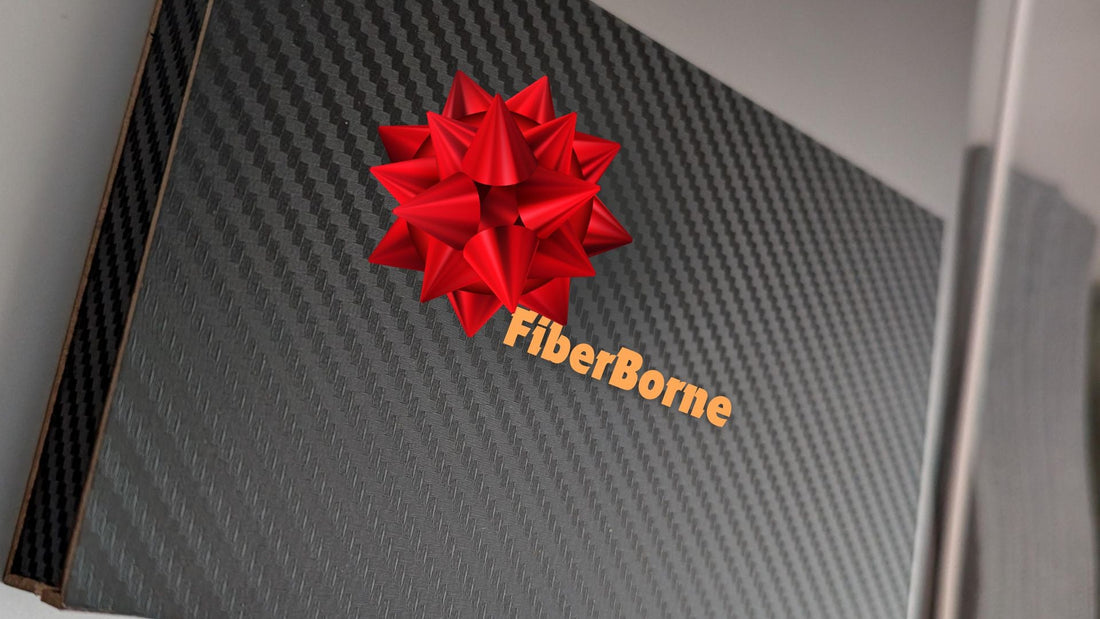 Fiberborne box with red ribbon holiday gift guide